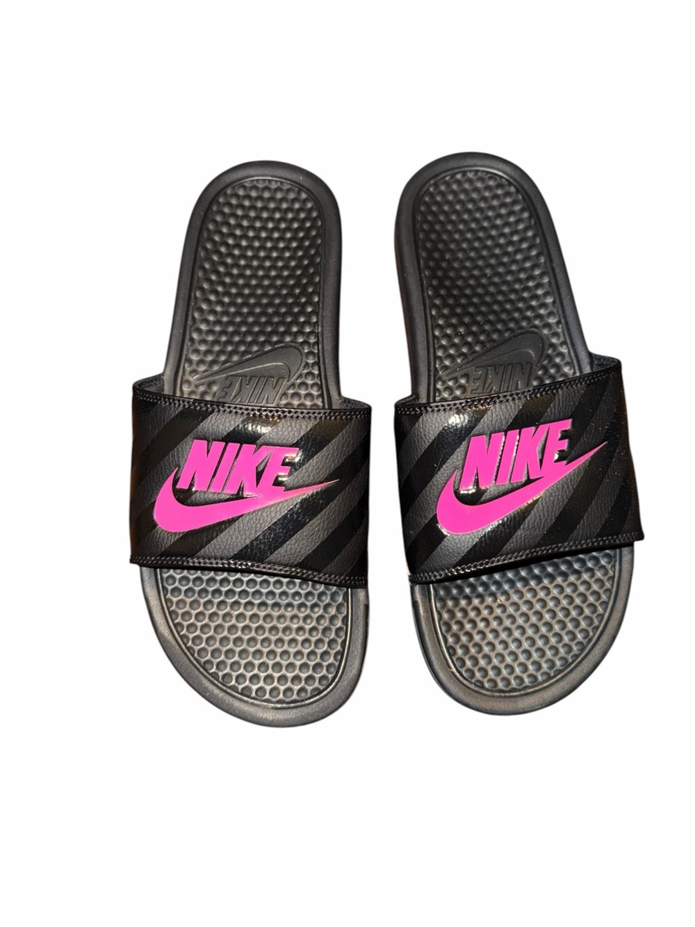 Nike Benassi JDI Women’s Slides Black Vivid Pink Size 11